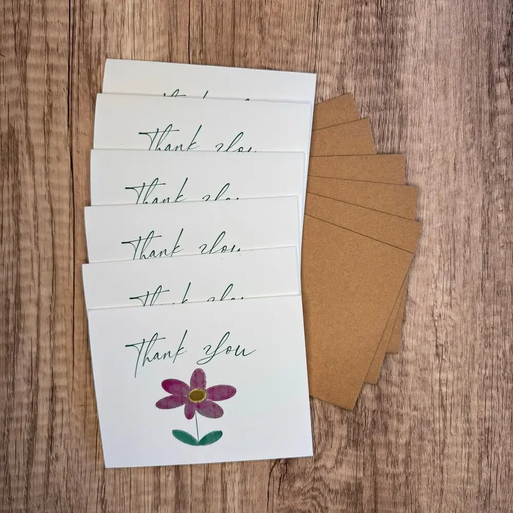 Thank You Cards Custom Thank You Note Cards Handcrafted Art Flowers Graphic Art